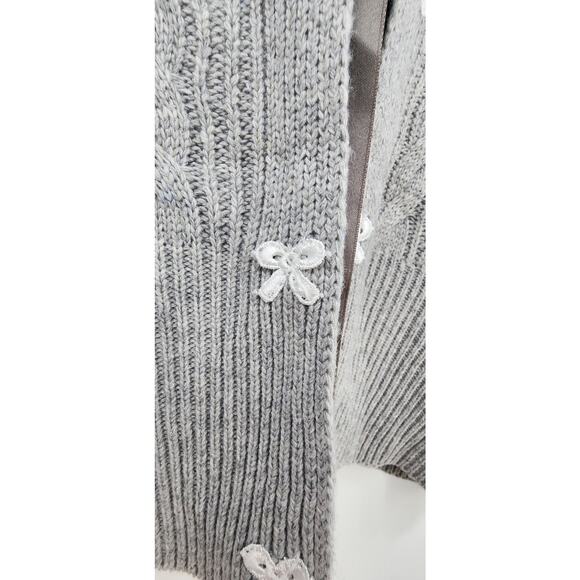 New NWT Miss Zhang Tie Front Grey Cardigan With Bow Detail Size Large - Picture 6 of 7